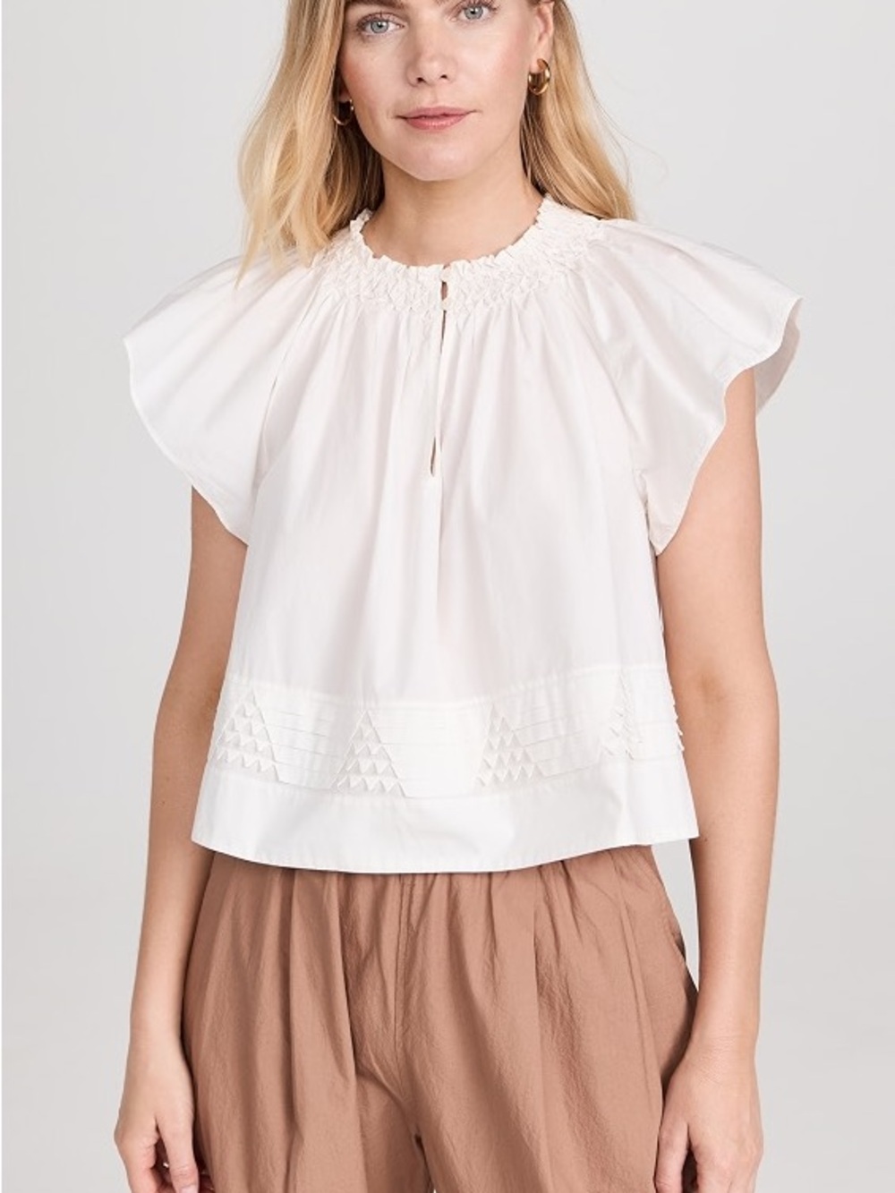 Apiece Apart Deia white Smocked Top